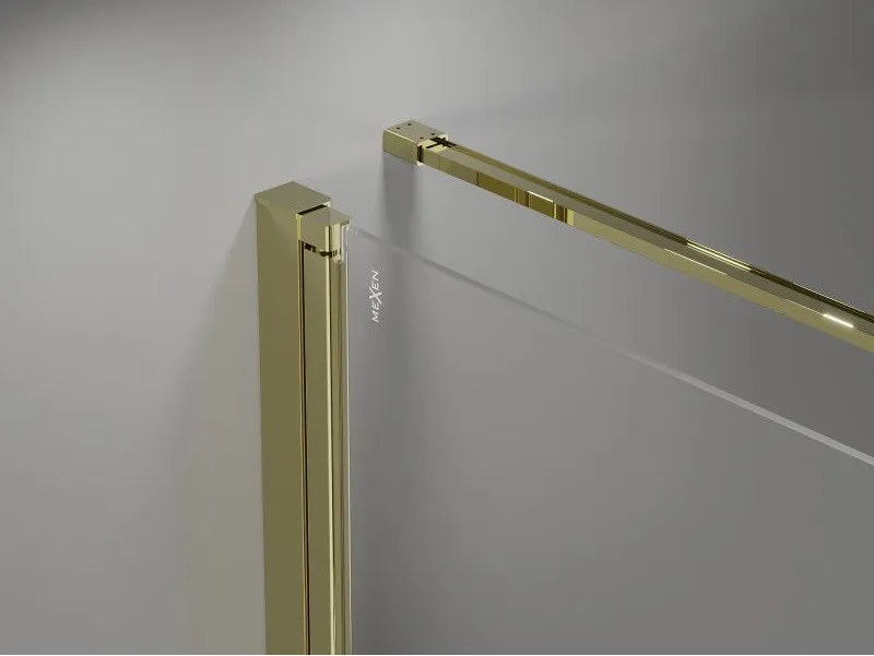 Mexen Mist-F T, 1-krídlový skladací sprchový kút ľavý 120 x 120 cm, číre sklo, zlatý lesklý profil, 8A6T-120-120-50-00-L