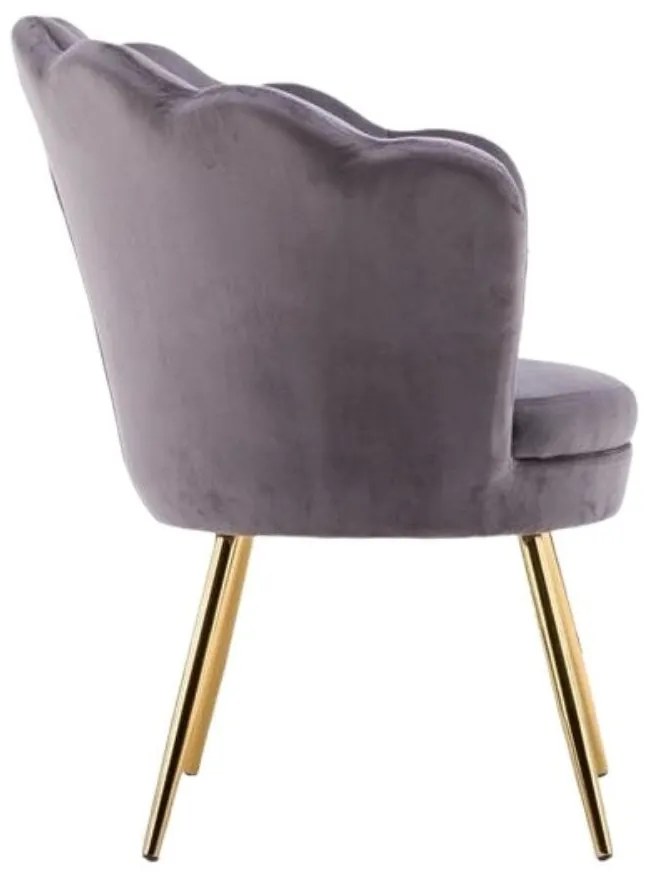 LuxuryForm DESIGN Kreslo FREY VELUR so zlatými nohami - tmavo šedé