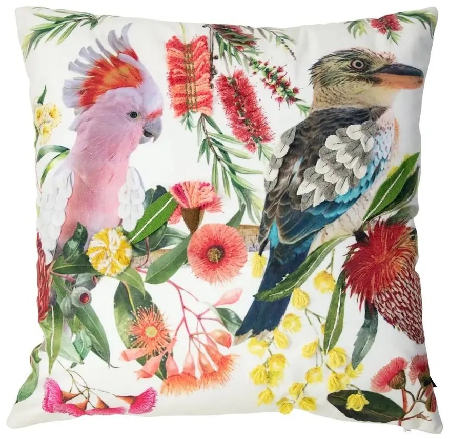 Biely vankúš s králikom a kvetmi Fleury Rabbit - 45*10*45cm