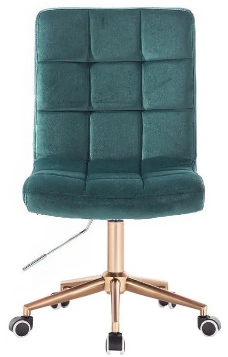 LuxuryForm DESIGN Stolička TOLEDO VELUR na zlatej podstave s kolieskami - zelená