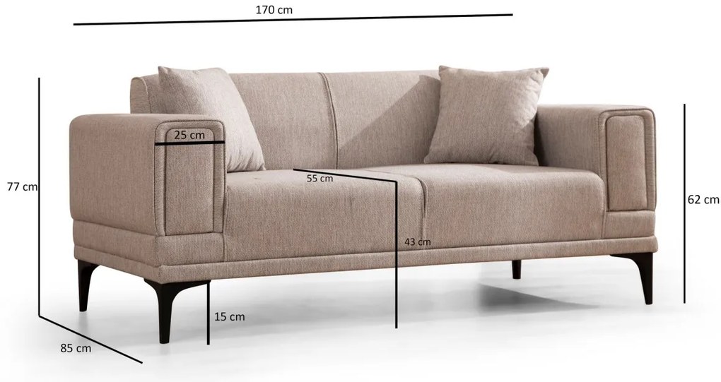 Dvojmiestna pohovka Horizon 170 cm svetlohnedá