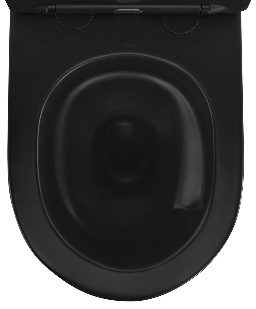 Rea Carlo Mini Tornado NF, závesná WC misa 490x365x350mm + toaletné sedadlo, čierna matná, REA-C3000