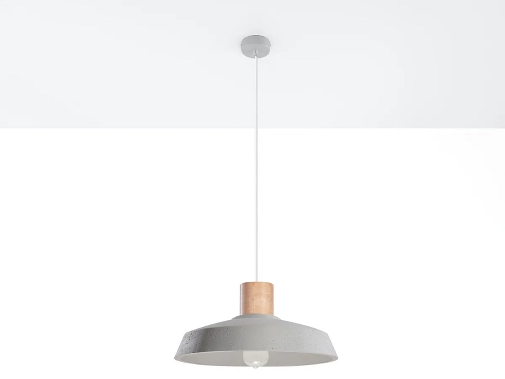 Závesné svietidlo Afra, 1x drevené/betónové tienidlo