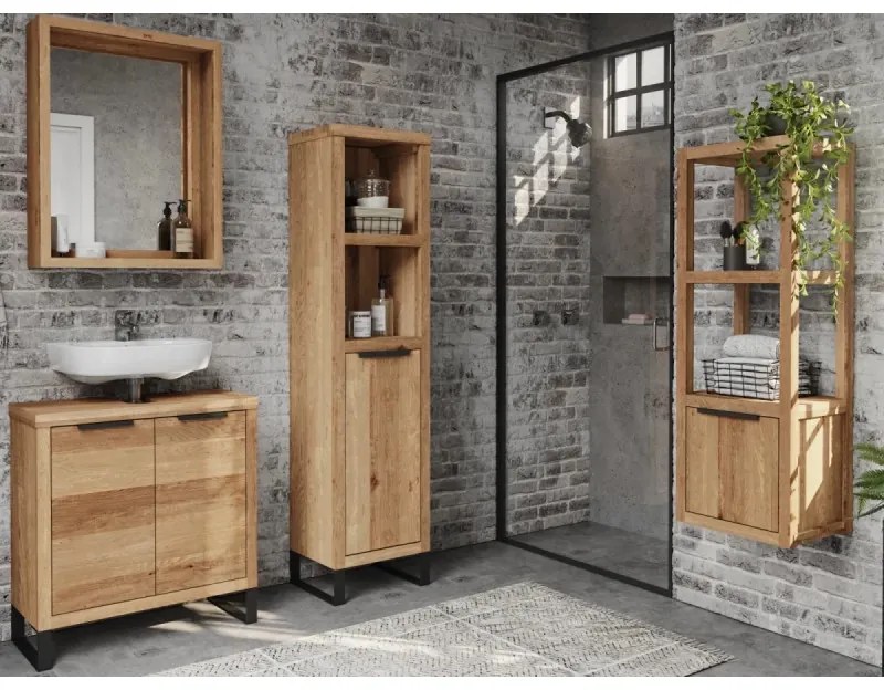 furniture-nabytek.cz - Masívna skrinka pod umývadlo Sydney z divokého duba, olejovaná, hnedá – 56×25×60 cm
