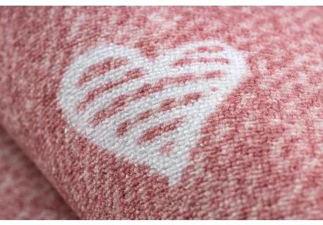 Koberec pre deti HEARTS Jeans, vintage srdce - ružová Veľkosť: 100x400 cm