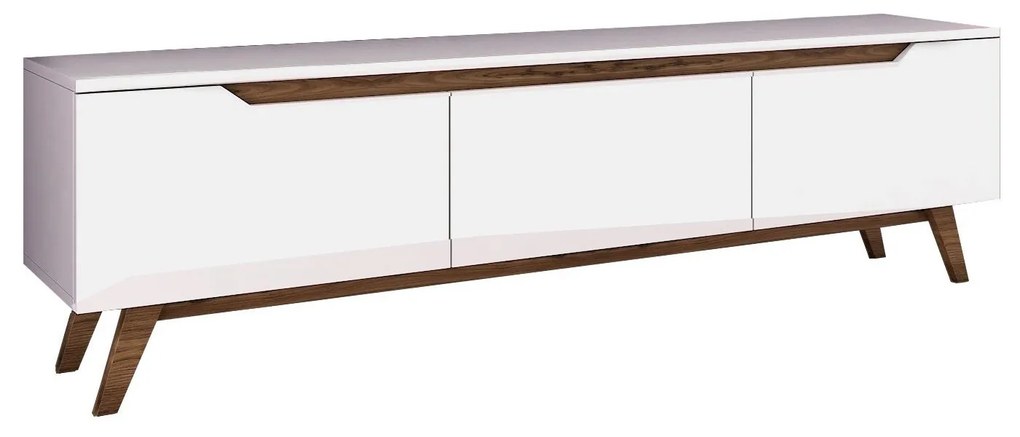 TV stolík/skrinka Damien (biela + orech). Akcia -19%. Vlastná spoľahlivá doprava až k Vám domov. 1072054