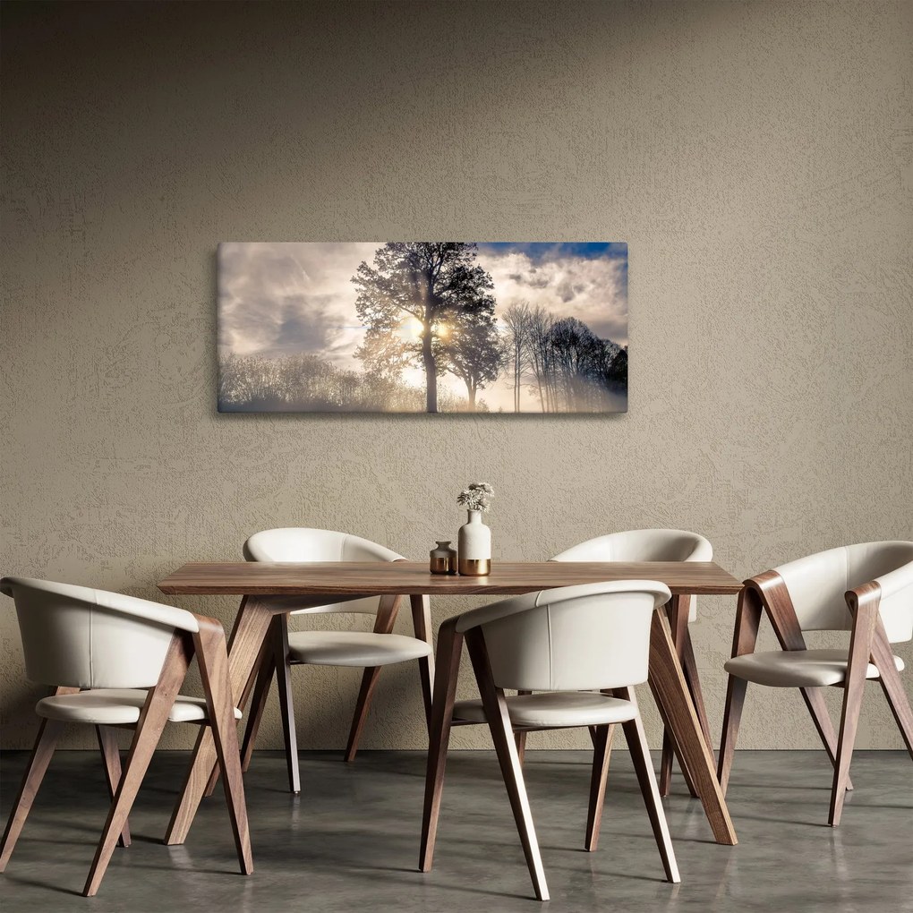 Obraz stromu v hmle (120x50 cm)
