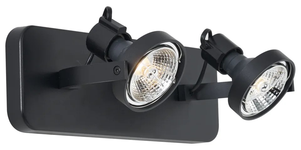 Dizajnový stropný reflektor čierny GU10 70mm 2-svetelný nastaviteľný - Vo
