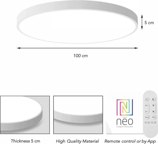 Immax NEO 07316L-LED stmievateľné stropné svietidlo SEMPLICI 128W/230V pr.100cm Wi-Fi Tuya biela + diaľkový ovládač (DO)