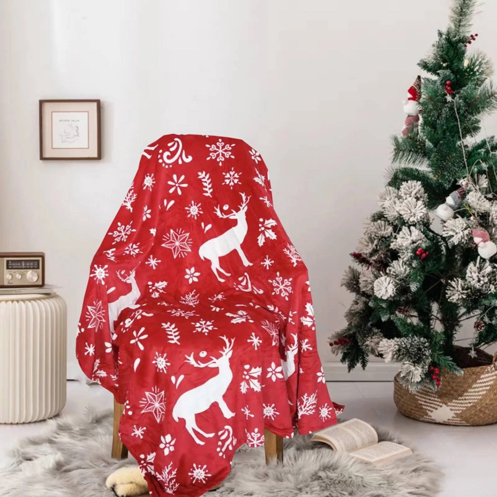 Vianočná deka Sobík červený 150x200cm TiaHome