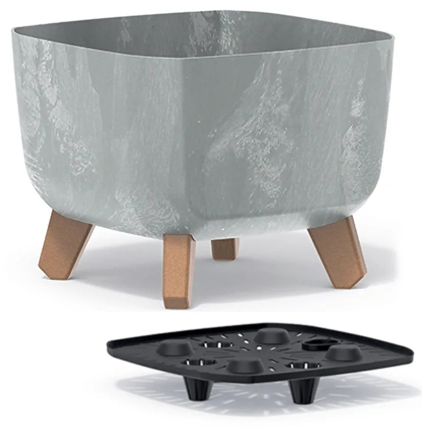 Plastový kvetináč na nožičkách DGQL240E 24 cm - sivý betón