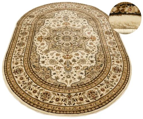 Koberec Super Rose 3792A Ornament kvety, krémový / béžový ovál
