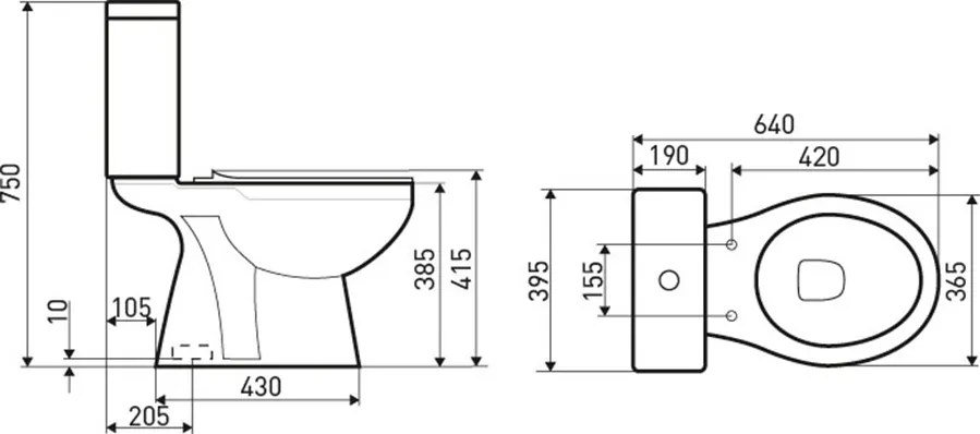 Novoterm WC kombi NV-Clear SO so spodným odpadom a WC sedadlom