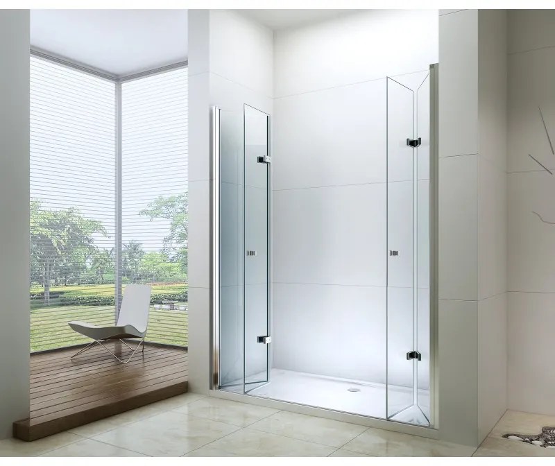 Mexen Lima Duo, sprchové skladacie dvere do otvoru 150 cm, 6mm číre sklo, chrómový profil, LIMA DUO DOOR 150