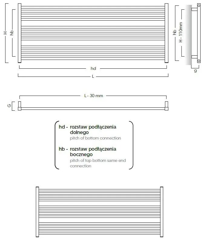 radiátor STICK LEVEL 800 x 555 mm, C35 white silk, spodné pripojenie RADSTIL806035 - INSTAL-PROJEKT