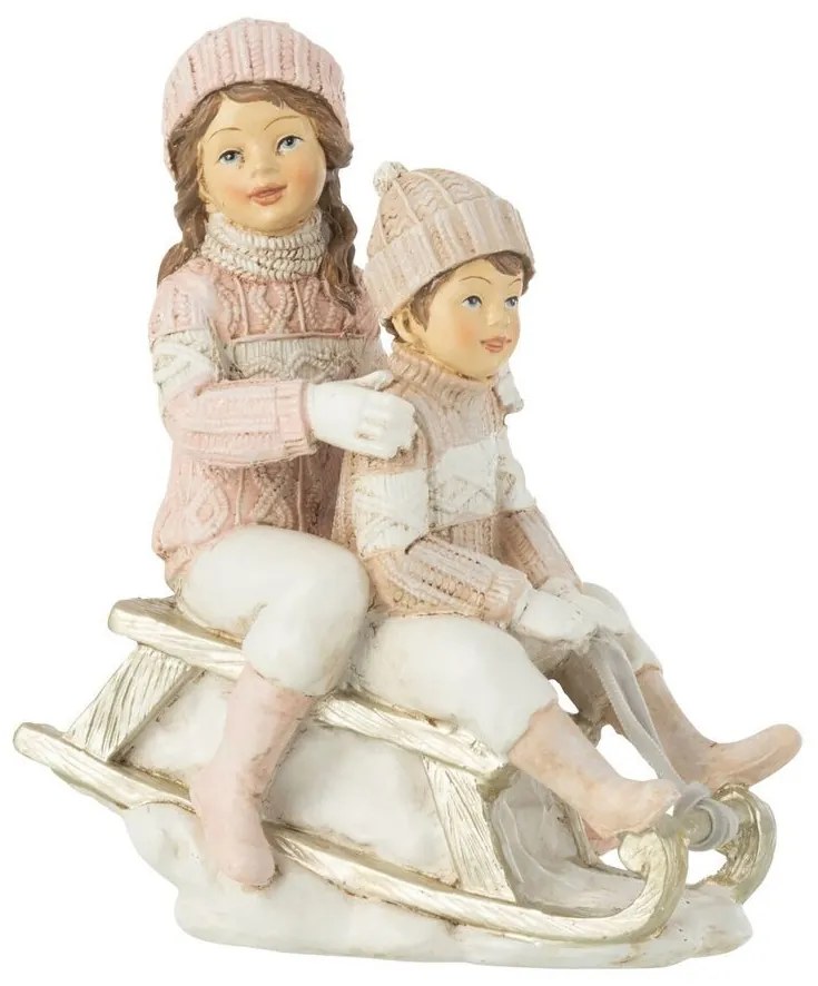 Sada 2ks dekorácie deti na sánkach - 13 * 7 * 13cm