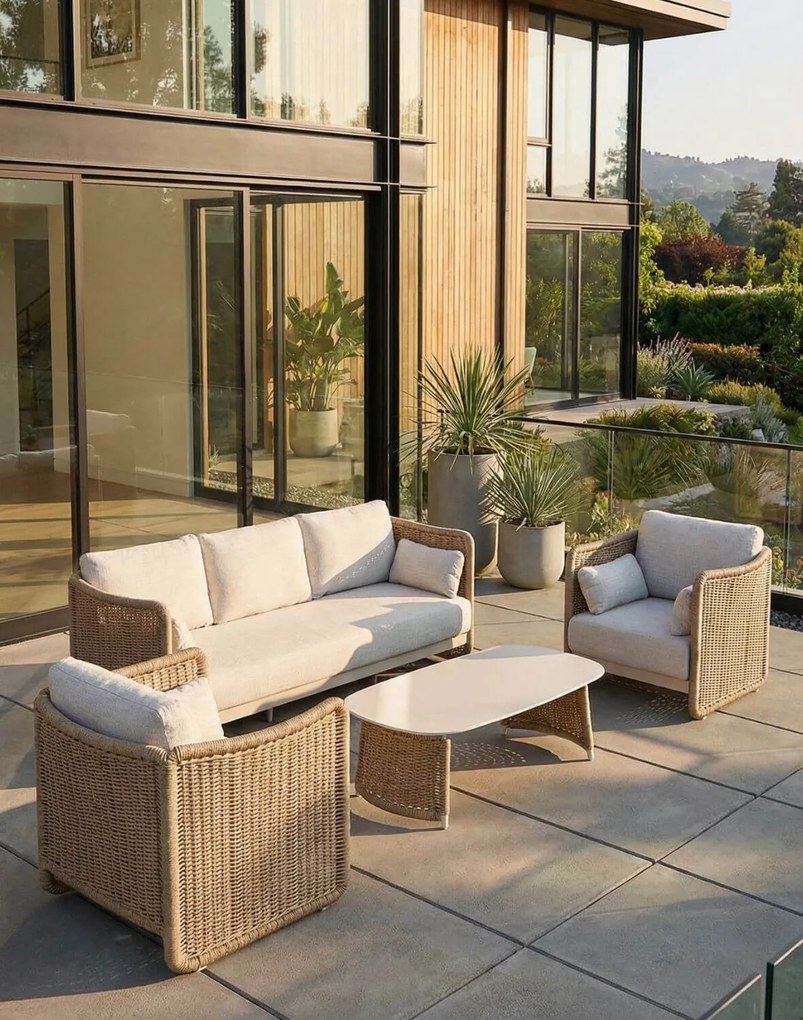 Oddychová zostava Corsica pre 5 osôb: pohovka, 2 kreslá a konferenčný stolík