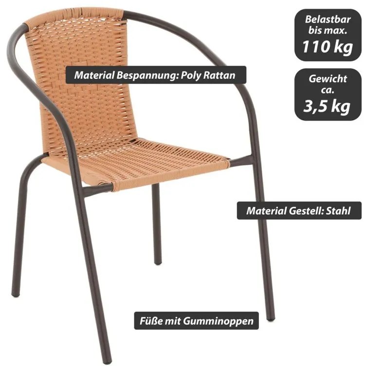Garthen polyratanové bistro stoličky 4 ks hnedé D86738