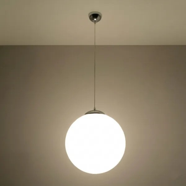 Sollux SL.0265 - Závesné svietidlo na lanku UGO 1xE27/15W/230V pr. 40 cm biela/lesklý chróm