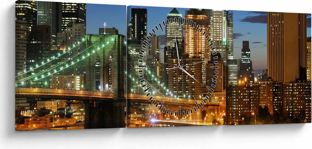 Obraz - Most s New Yorkom (s hodinami) (90x30 cm)