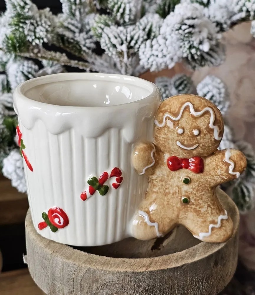 Biely keramický hrnček Perníček Gingerbread - 15*10*10 cm / 350 ml