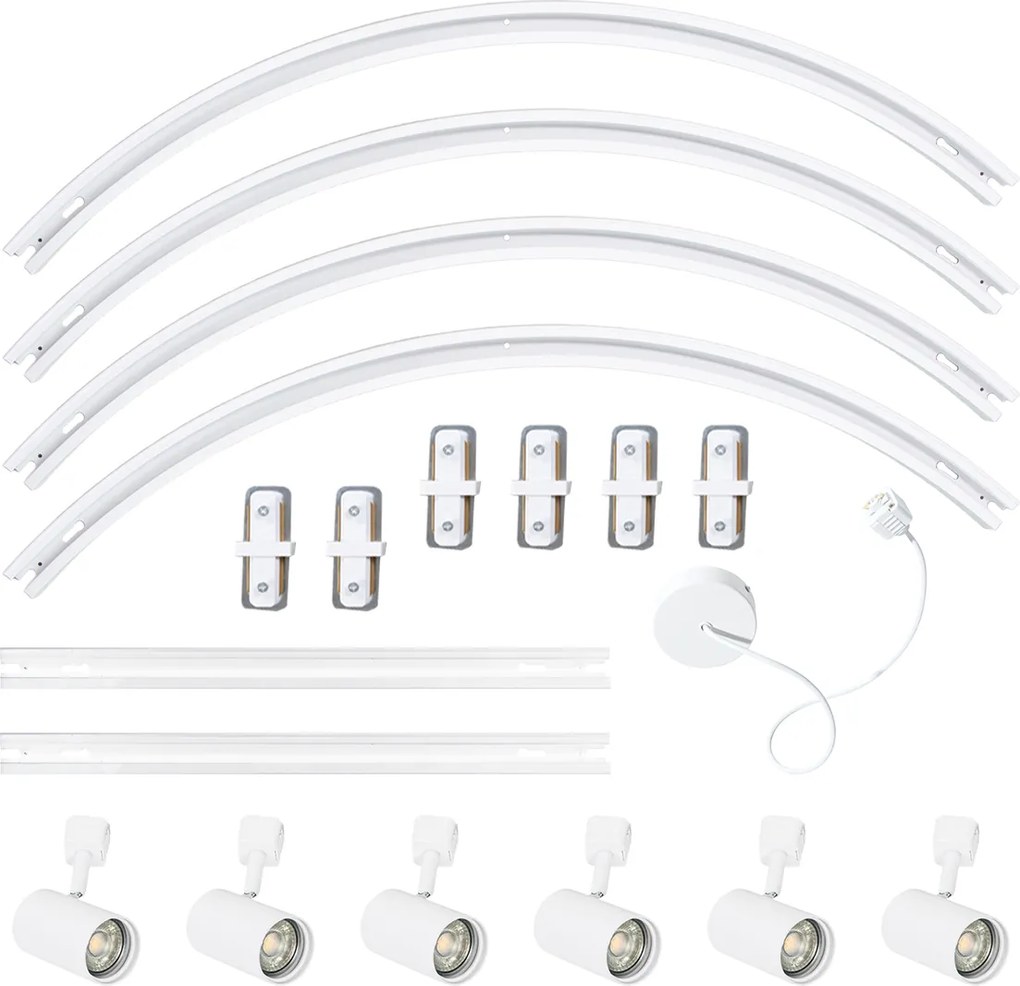 Moderný koľajnicový systém s 6 reflektormi biely 1-fázový oválny 100 cm - Iconic Jeana