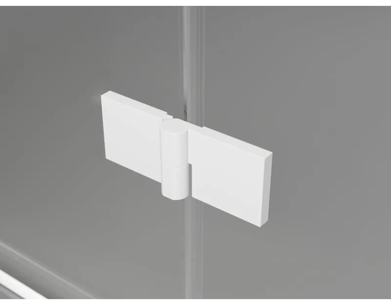Mexen Lunar, L pravý výklopný päťuholníkový sprchový kút 80 x 80 cm, 8mm číre sklo, biely profil, 831L-080P-080L-20-00-P