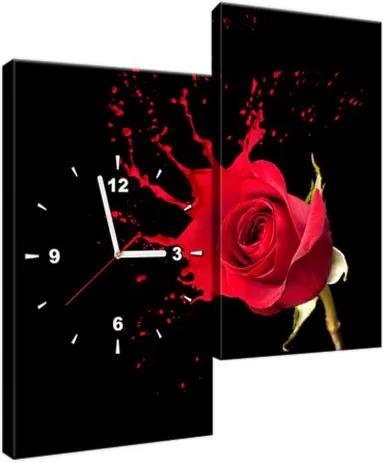 Obraz s hodinami Šplech červená ruža 60x60cm ZP1216A_2J