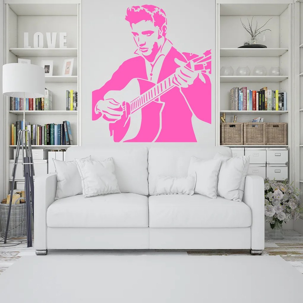 Veselá Stena Samolepka Elvis Presley Farba: fialová, Veľkosť: 80 x 76 cm