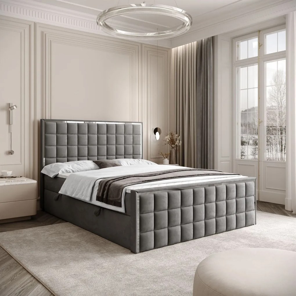 VYSOKÁ ČALÚNENÁ POSTEĽ NOEMI SILVER 160X200 ROYAL VELVET 250