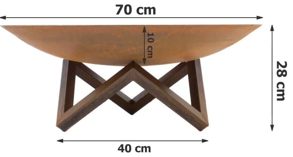 ZÁHRADNÉ OHNISKO NEREO CORTEN 70 cm
