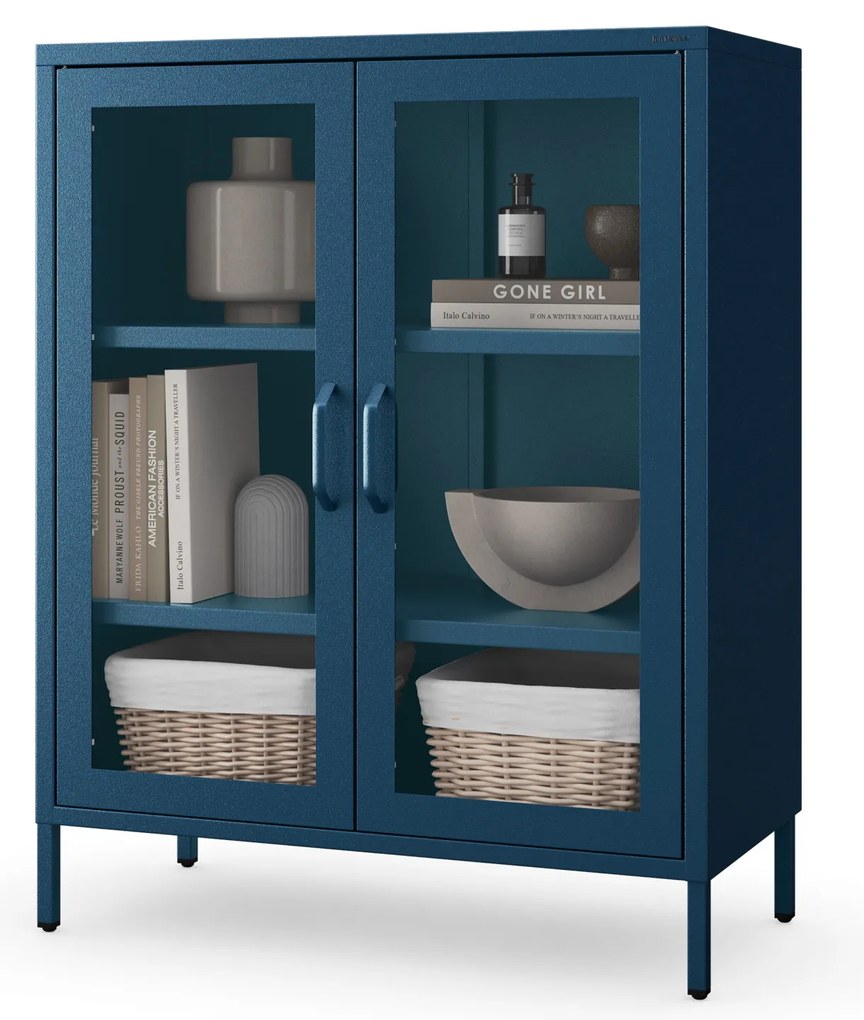 Vitrína GINA, 800 x 1015 x 400 mm, Modern: tmavomodrá farba