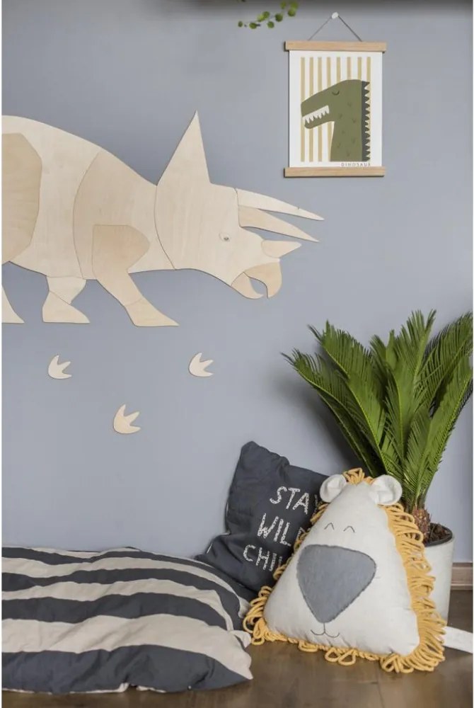 Drevená nástenná dekorácia Origami Triceratops – dinosaurus do detskej izby M