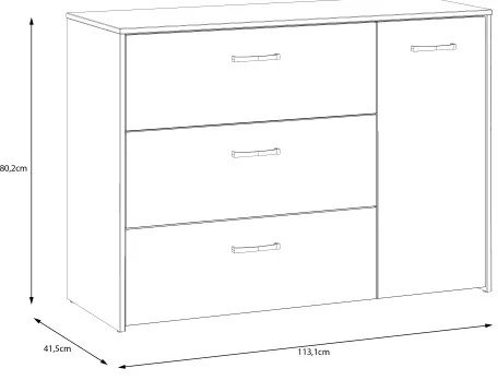 Komoda s zásuvkami URO dub artisan/ biela