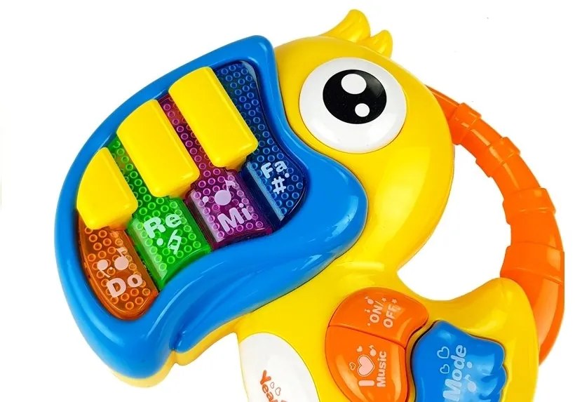 LEAN TOYS Klavír v tvare papagája - žltý