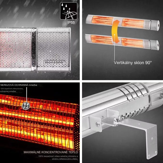 InternetovaZahrada Sálavý ohrievač 3000 W - strieborný