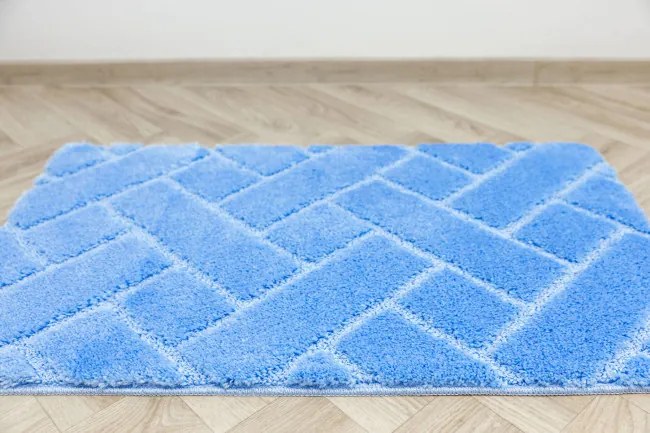 Kúpeľňový koberček Lotus modrý, tehla