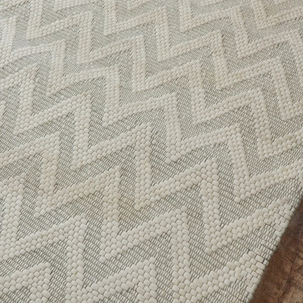 Asra, Kusový ručne tkaný koberec Woolen 5 White, 150x240, biela, obývacia izba