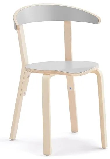 Drevená stolička LINUS, výška sedadla, 450 mm, breza, laminát - šedá