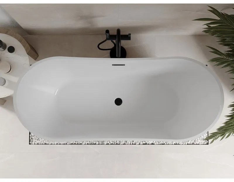 Mexen Celia, voľne stojaca vaňa 170 x 75 cm, biela, čierny matný prepad, 52331707500-70