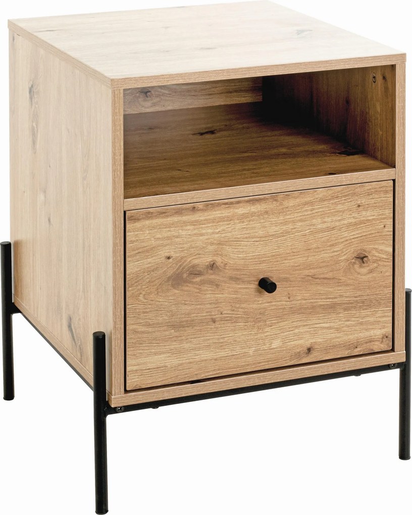 XXXLutz NOČNÝ STOLÍK, čierna, farba duba, 45/60/47 cm - Nočné stolíky - 001931038001