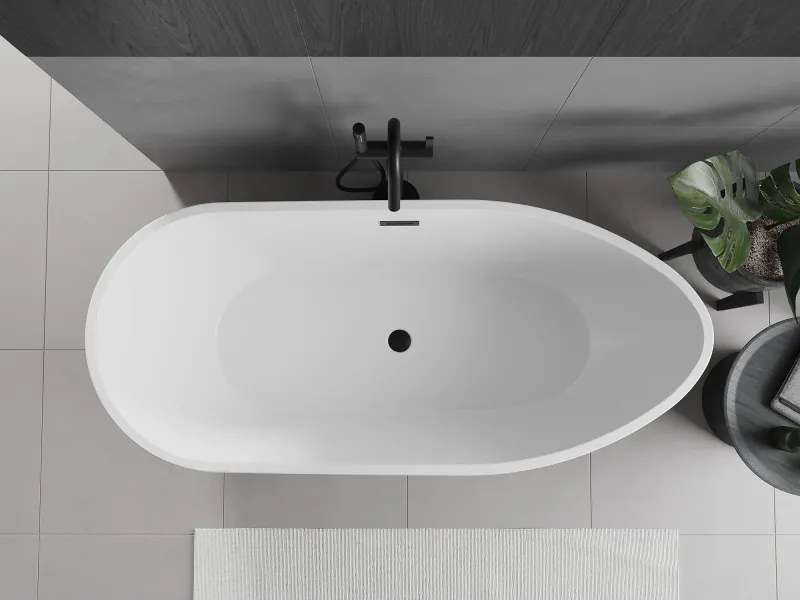 Mexen Eos, voľne stojaca vaňa 150 x 75 cm, biela, čierny matný prepad, 52471507500-70