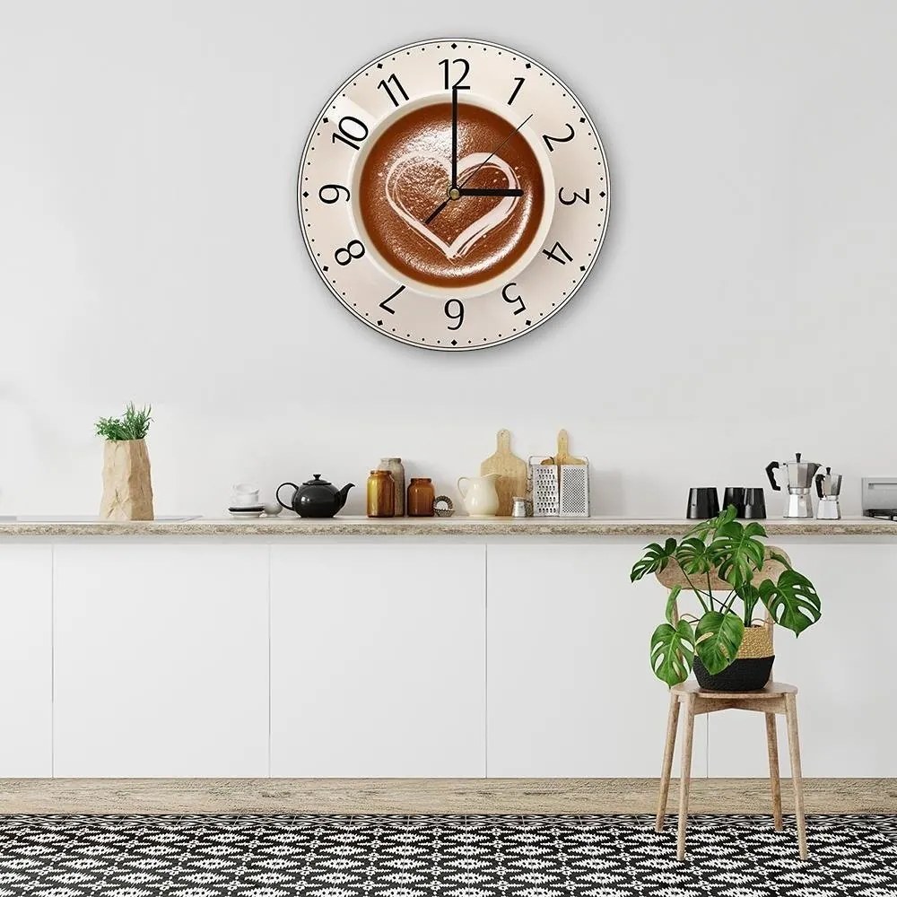 Gario Hodiny na stenu Heart & Coffee Rozmery: 40 x 40 cm
