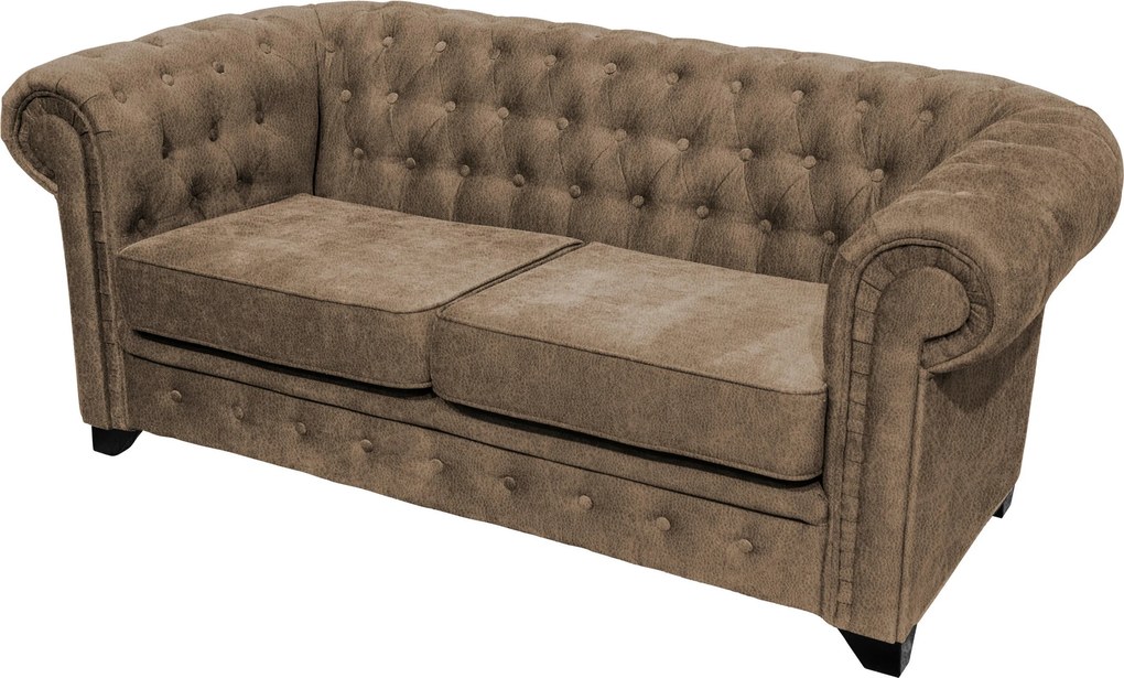 XXXLutz SEDAČKA CHESTERFIELD, drevo, textil, kompozitné drevo, svetlohnedá MID.YOU - Sedačky - 000694009816