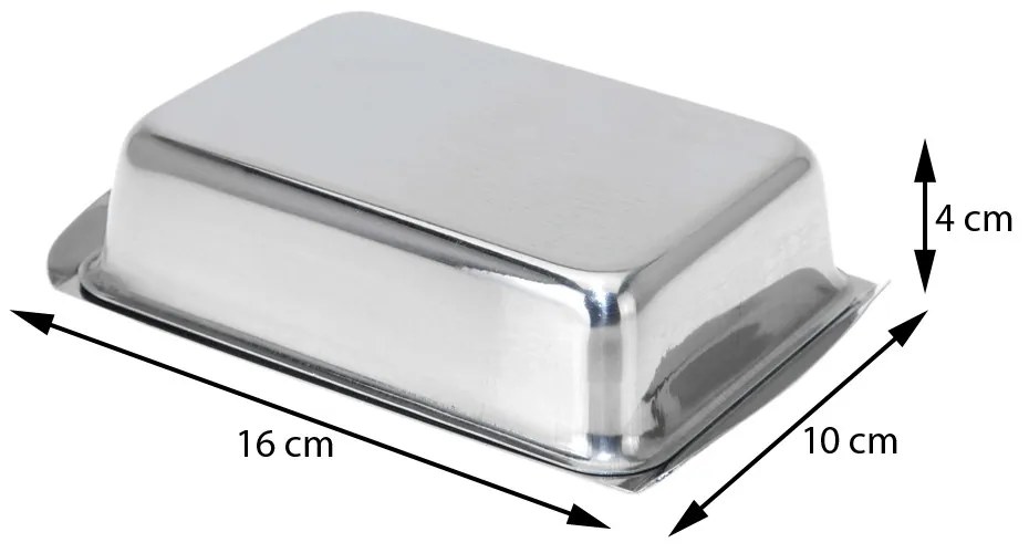 Kovová maselnička Chrome, 16x10x4 cm