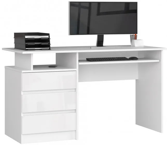 Kancelársky stôl CLP 135 cm biely / biely lesk