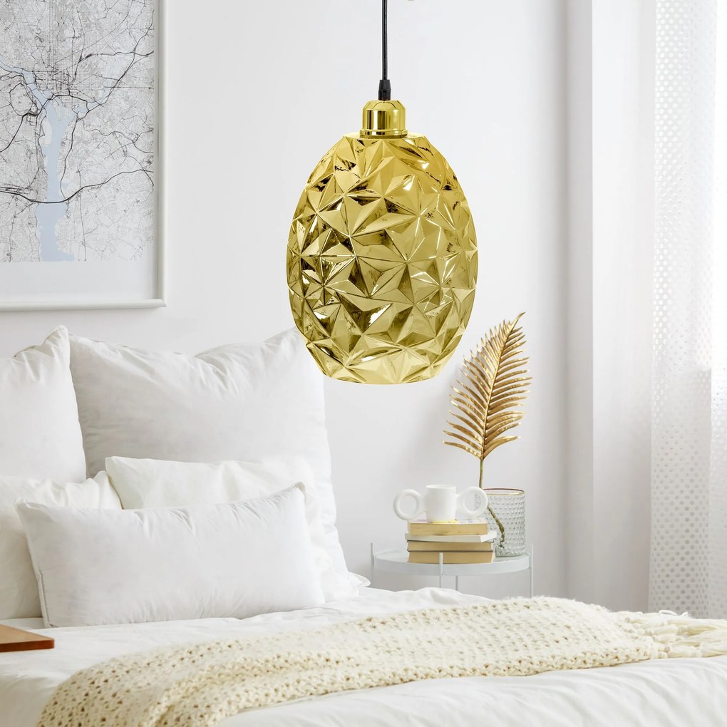 Toolight - Sklenená závesná lampa APP565-1CP 1xE27 60W, zlatá, OSW-08752