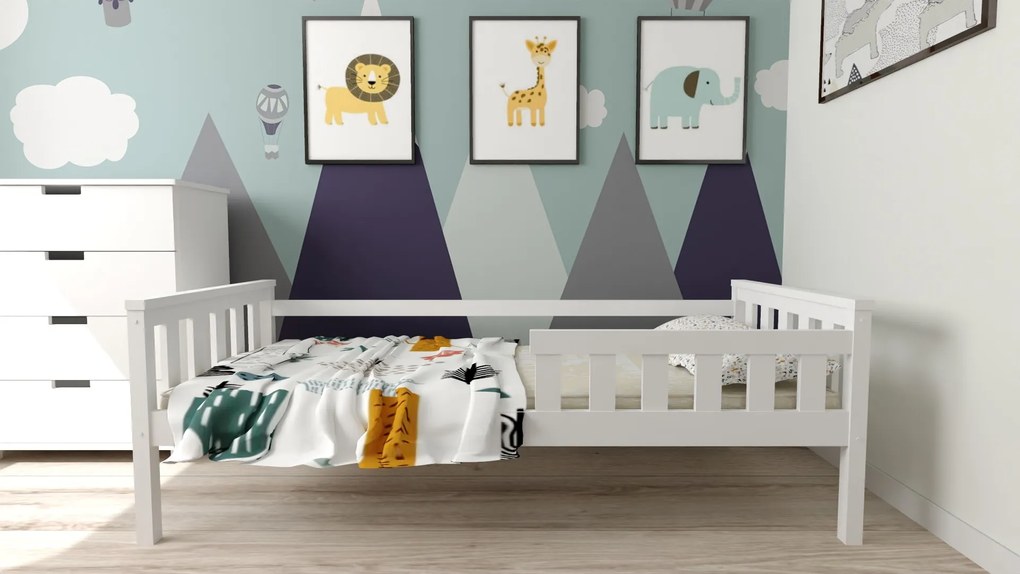 Detská posteľ MONTY 90 x 200 cm, biela Rošt: S latkovým roštom, Matrac: Matrac Deluxe 10 cm