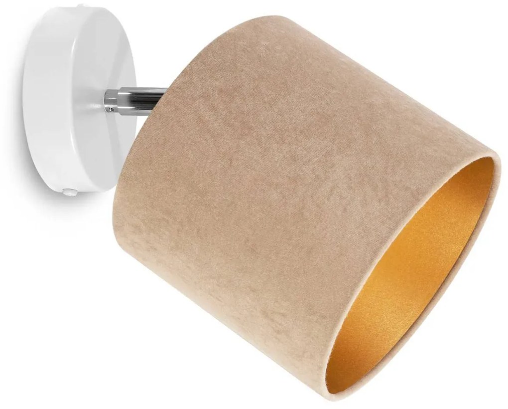 Stropné svietidlo MEDIOLAN, 1x béžové/zlaté textilné tienidlo, (výber z 2 farieb konštrukice - možnosť polohovania)