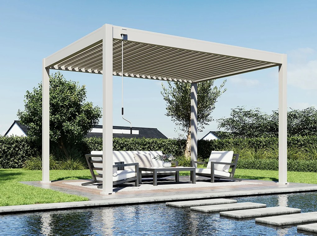 Bioklimatická pergola POSITO 4x3m krémová - voľne stojaca dodanie: BEZ MONTÁŽE